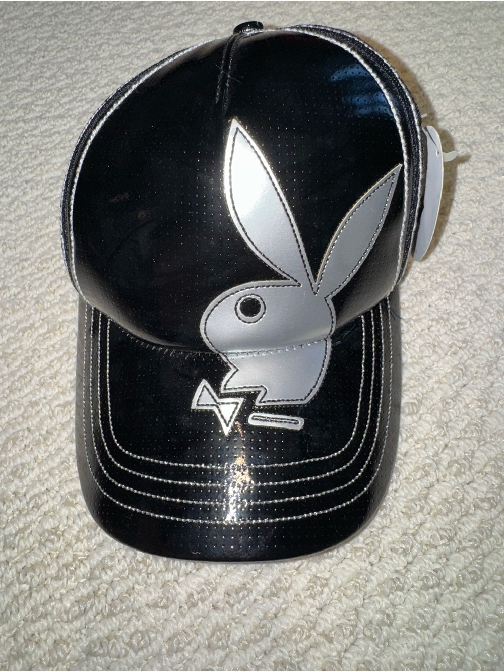 PLAYBOY Black Cap with Silver Bunny Patch
